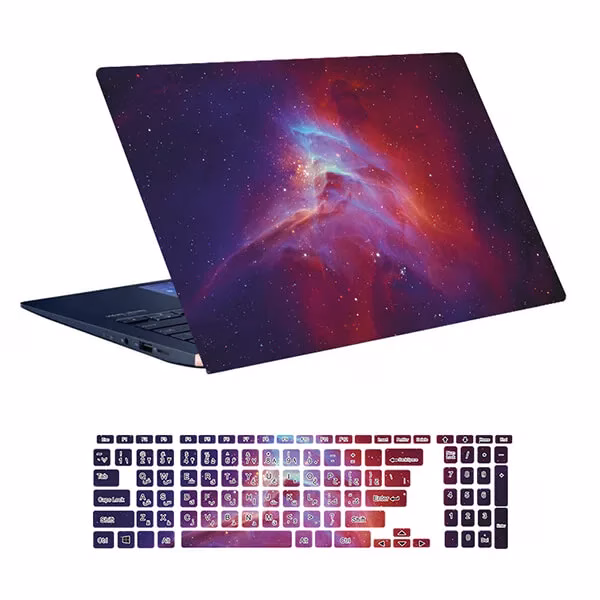 laptop-skin-with-space-119-design-and-keyboard-sticker اسکین لپ تاپ طرح Space کد ۱۱۹ به همراه استیکر کیبورد