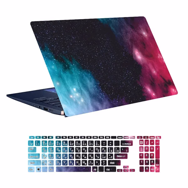 laptop-skin-with-space-60-design-along-with-keyboard-sticker اسکین لپ تاپ طرح Space کد 60 به همراه استیکر کیبورد