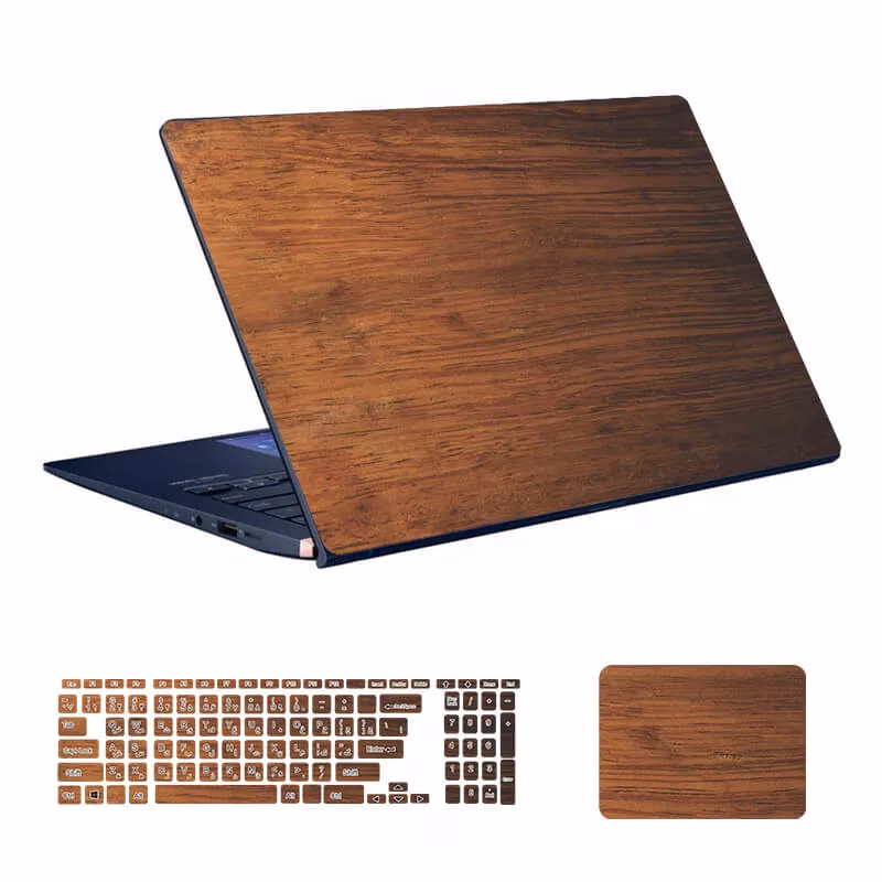wood-design-laptop-sticker-code-21-with-keyboard-sticker استیکر لپ تاپ طرح Wood کد ۲۱ به همراه استیکر کیبورد