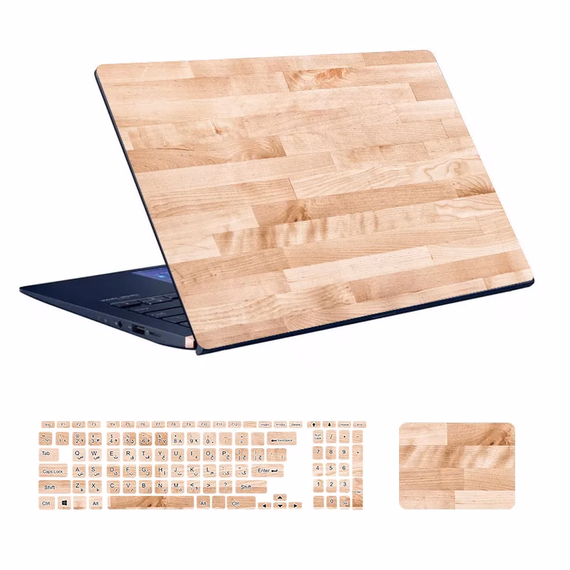 wood-design-laptop-sticker-code-05-with-keyboard-sticker استیکر لپ تاپ طرح Wood کد ۰۵ به همراه استیکر کیبورد
