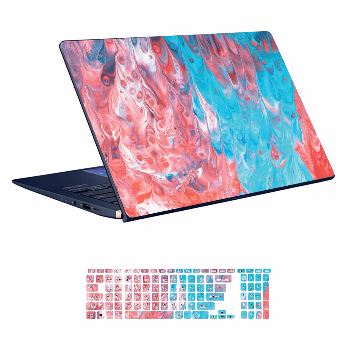 Colorful design laptop skin code 31 with keyboard sticker اسکین لپ تاپ طرح Colourful کد ۳۱ به همراه استیکر کیبورد