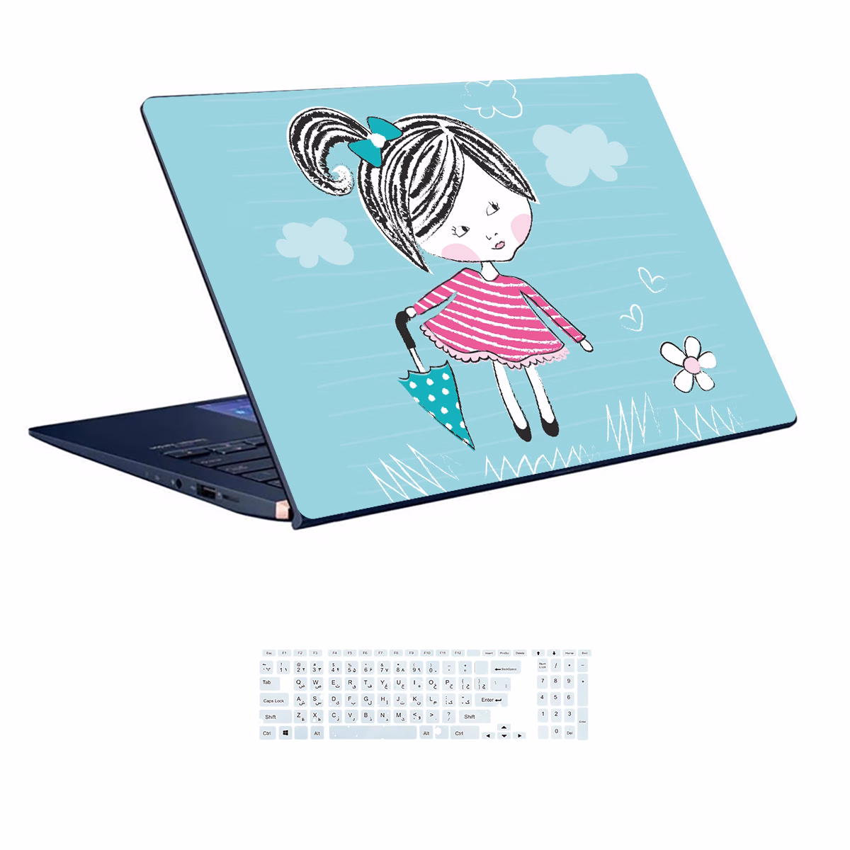 Girl Code Laptop Skin Code 40 with Keyboard Sticker اسکین لپ تاپ طرح Girl کد 40 به همراه استیکر کیبورد