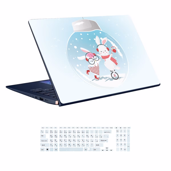 Rabbit design laptop skin code 01 with keyboard sticker