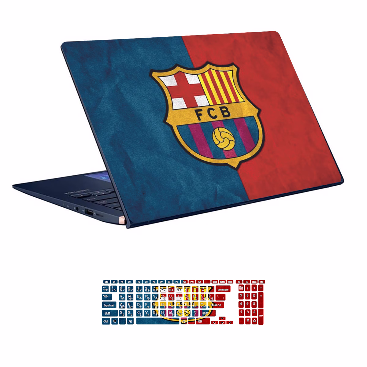 Barcelona design laptop skin code 01 with keyboard sticker اسکین لپ تاپ طرح Barcelona کد 01 به همراه استیکر کیبورد