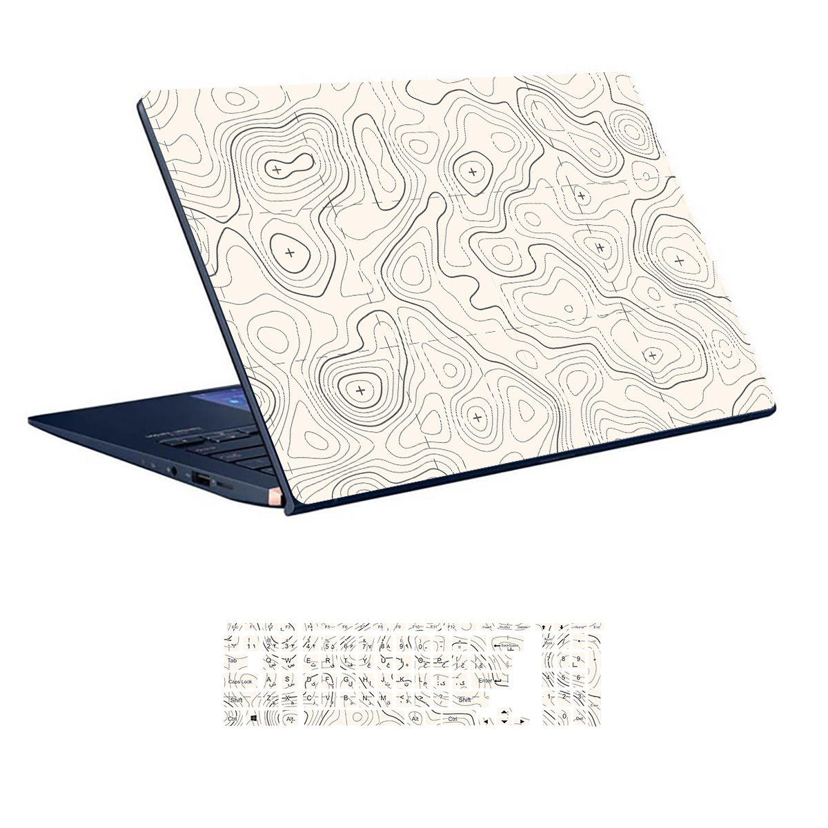 Laptop skin geometric design code 06 with keyboard sticker