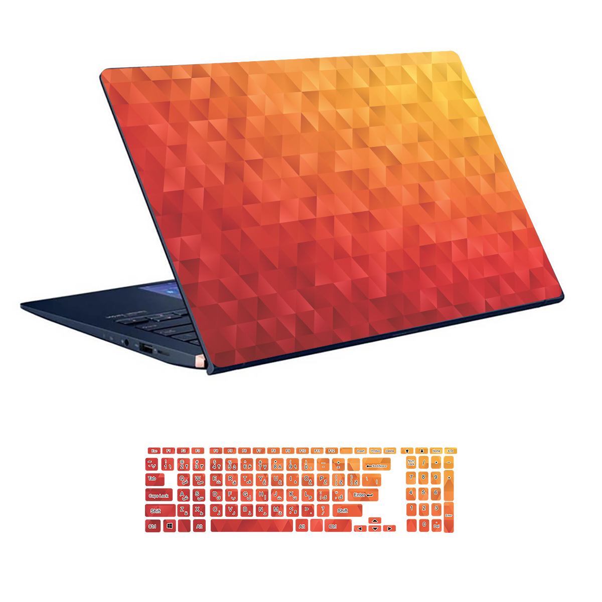 Geometric design laptop skin code 07 with keyboard sticker