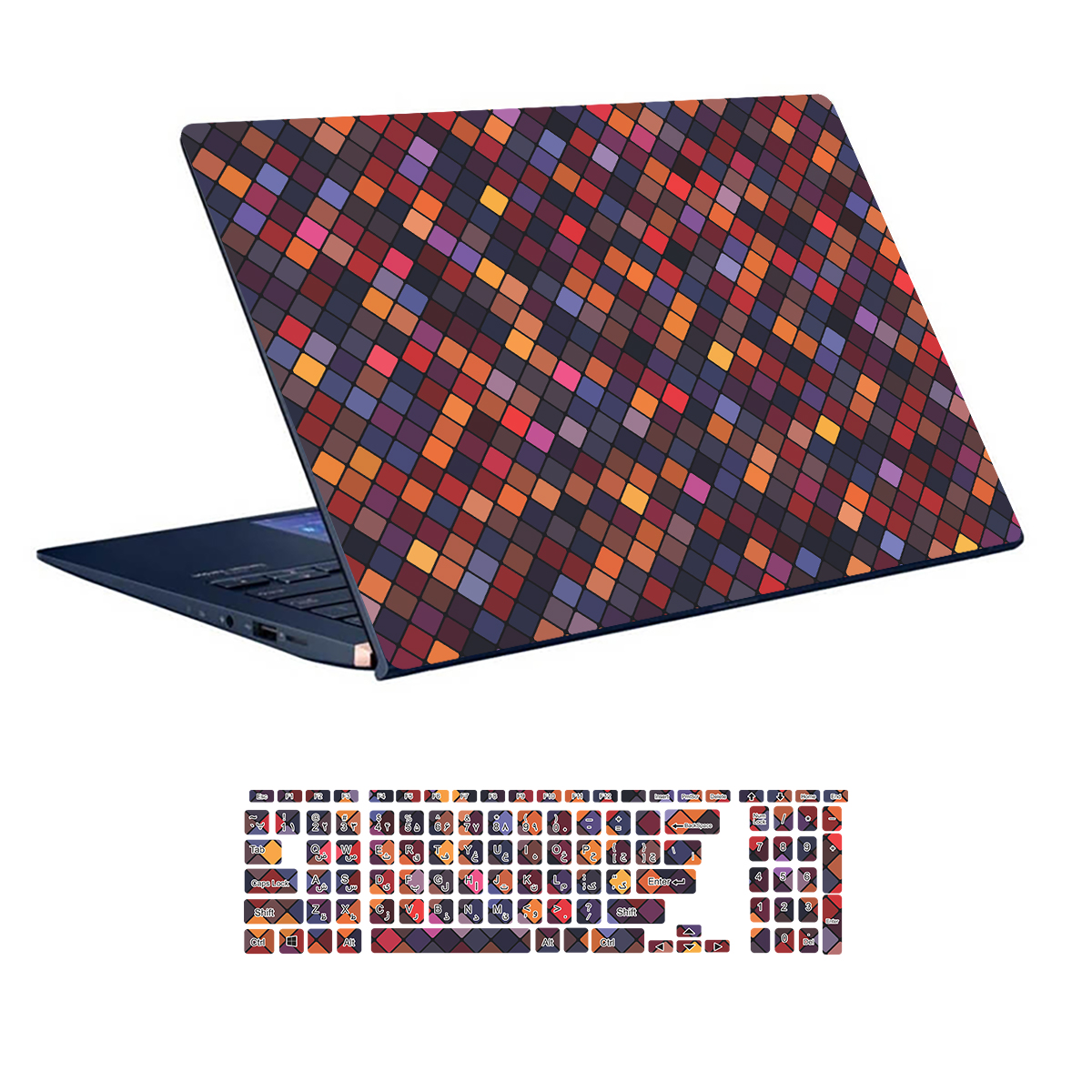 Laptop skin with geometric design code 08 with keyboard sticker