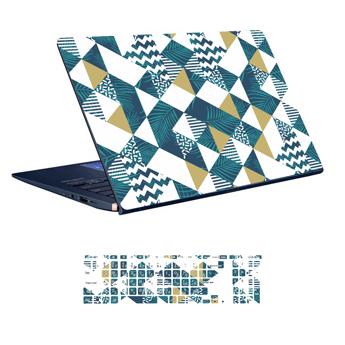 Laptop skin with geometric design code 11 with keyboard sticker