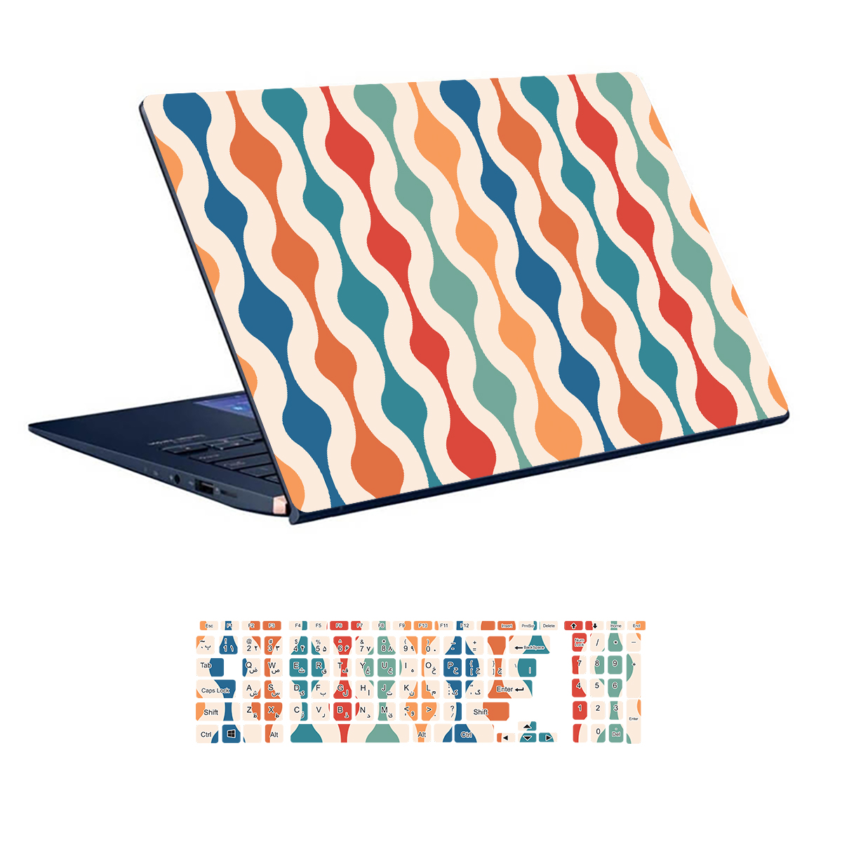 Laptop skin with geometric design code 12 with keyboard sticker
