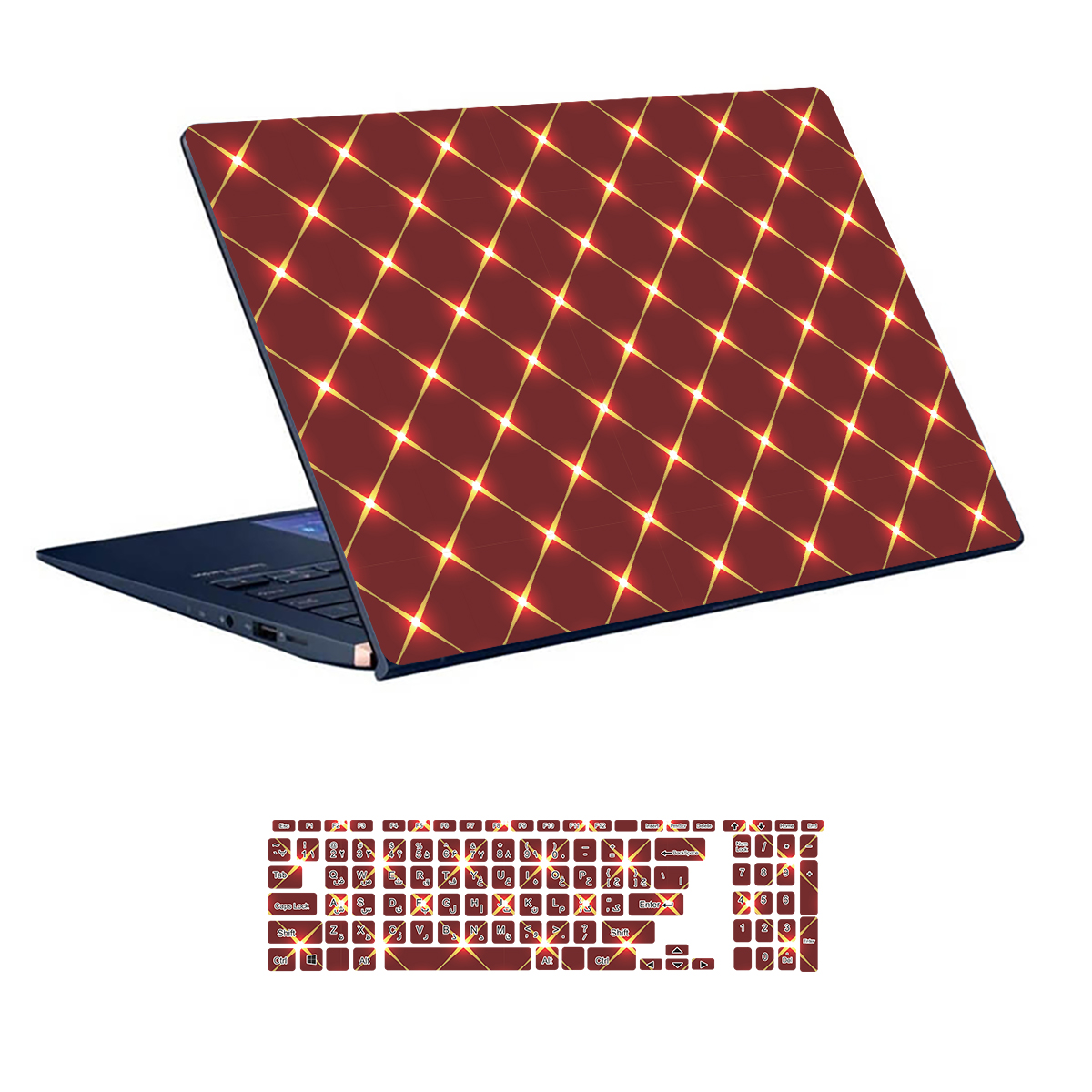 Laptop skin with geometric design code 14 with keyboard sticker