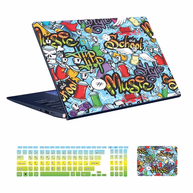 Freak code 10 laptop skin with keyboard sticker اسکین لپ تاپ طرح Freak کد ۱۰ به همراه استیکر کیبورد
