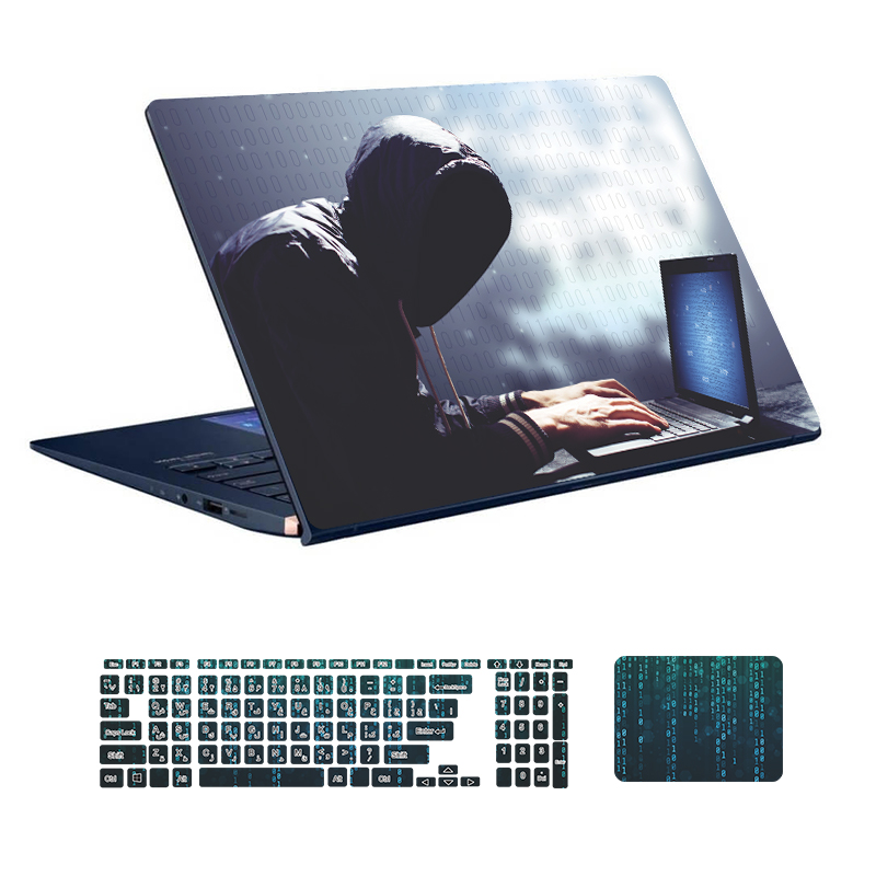 Hacker Code 14 laptop skin with keyboard sticker