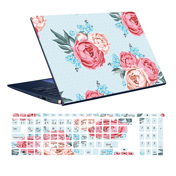 Flower design laptop skin code 07 with keyboard sticker