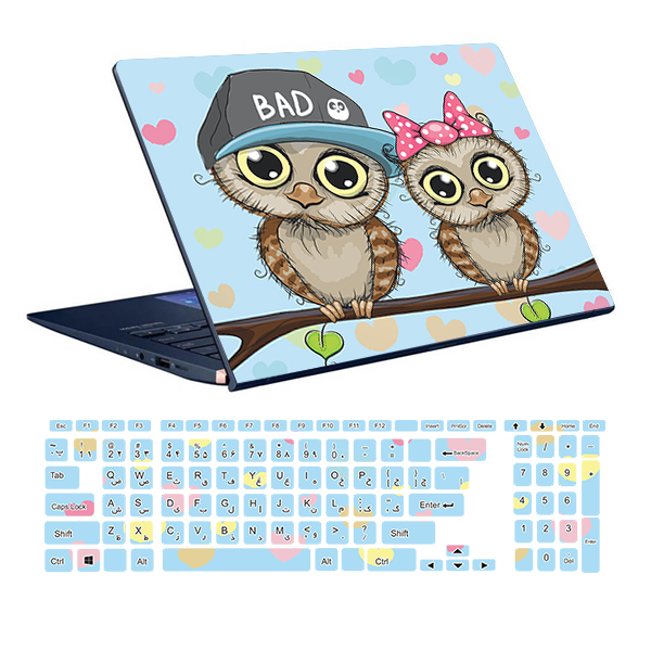 Laptop skin owl design code 02 with keyboard sticker