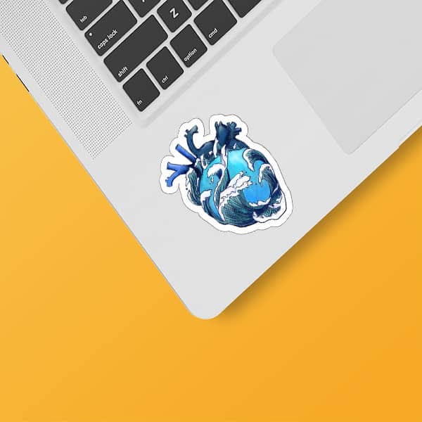 Sea Heart Laptop Sticker Code 01