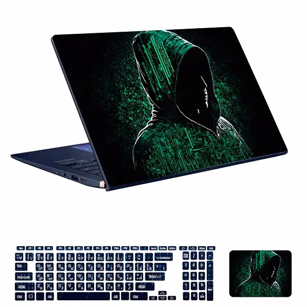 اسکین لپ تاپ طرح هکر کد 20 به همراه استیکر کیبورد 1