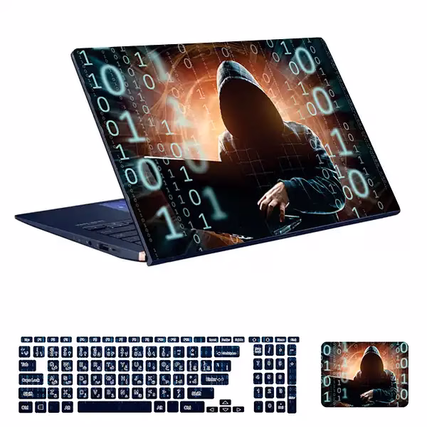 اسکین لپ تاپ طرح هکر کد 26 به همراه استیکر کیبورد 1