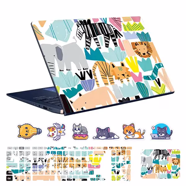 اسکین لپ تاپ طرح حیوانات کد 30 به همراه استیکر کیبورد 1